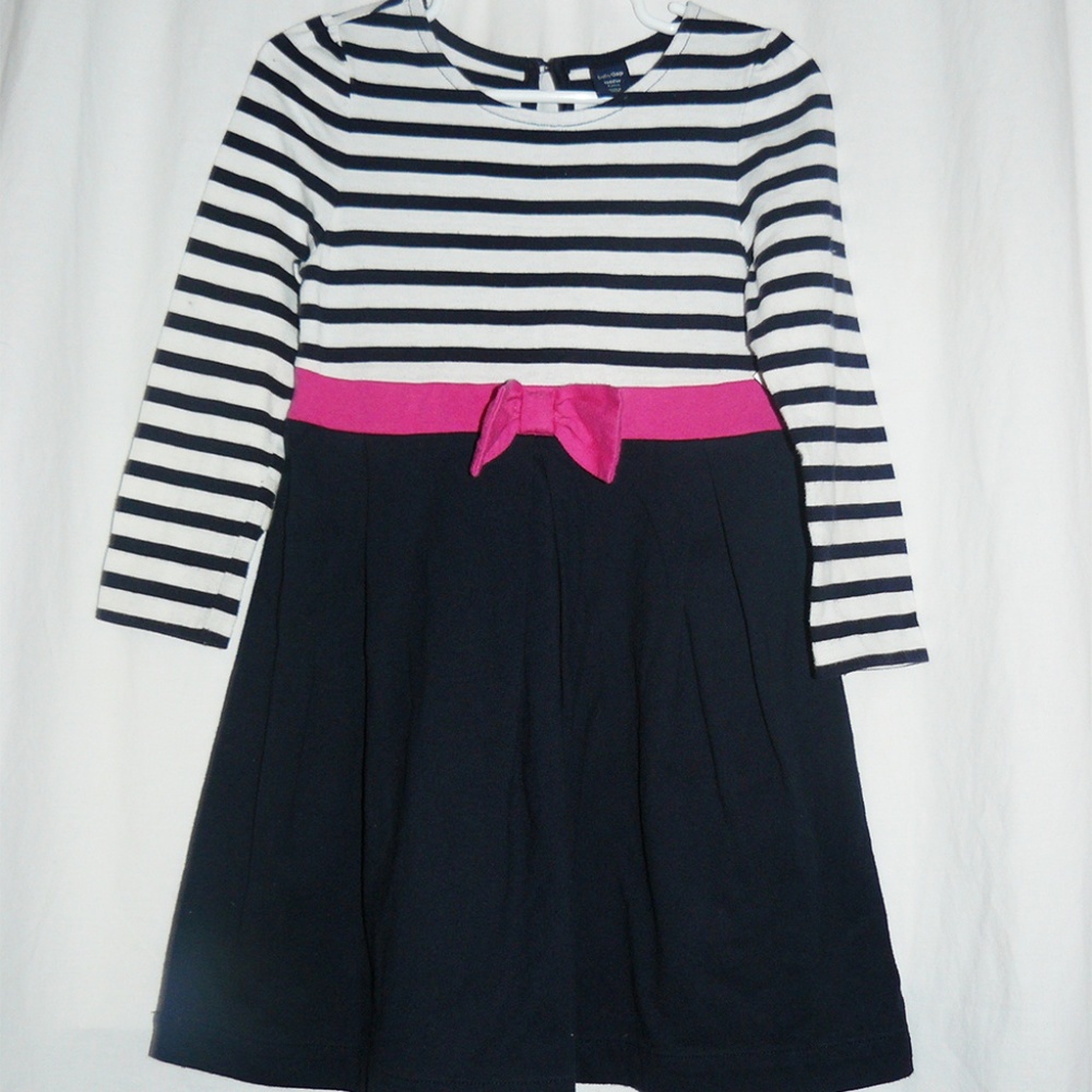 BABY GAP brand Navy, Pink & White stripe dress, 4